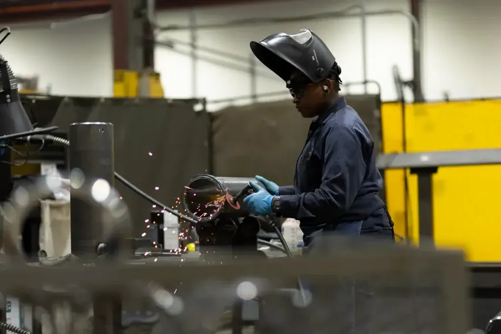 Worker repairing cylinder